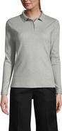 Lands' End School Uniform  Long Sleeve Feminine Fit Interlock Polo Shirt