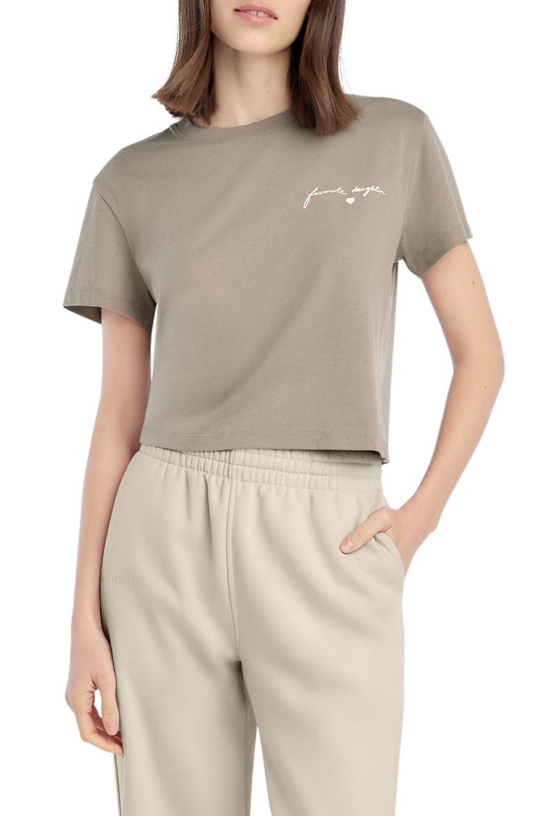 The Signature Crop Graphic T-Shirt, Main, color, SOFT TAUPE/ GARDENI