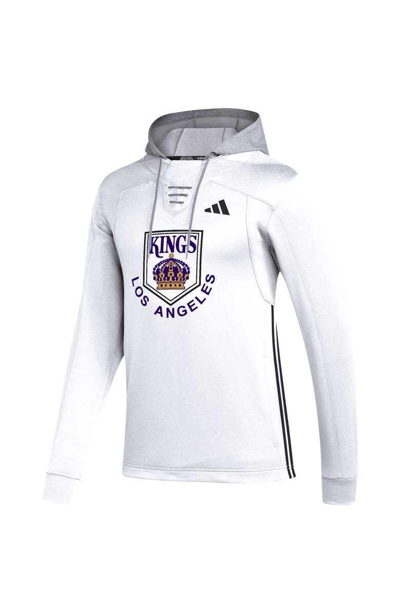 adidas Men's adidas White Los Angeles Kings Refresh Skate Lace AEROREADY Pullover Hoodie, Alternate, color, 