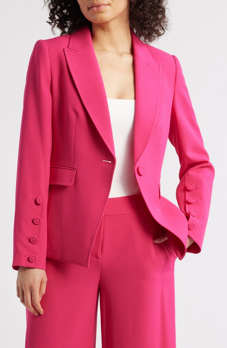 Tahari ASL One-Button Blazer, Main, color, Raspberry