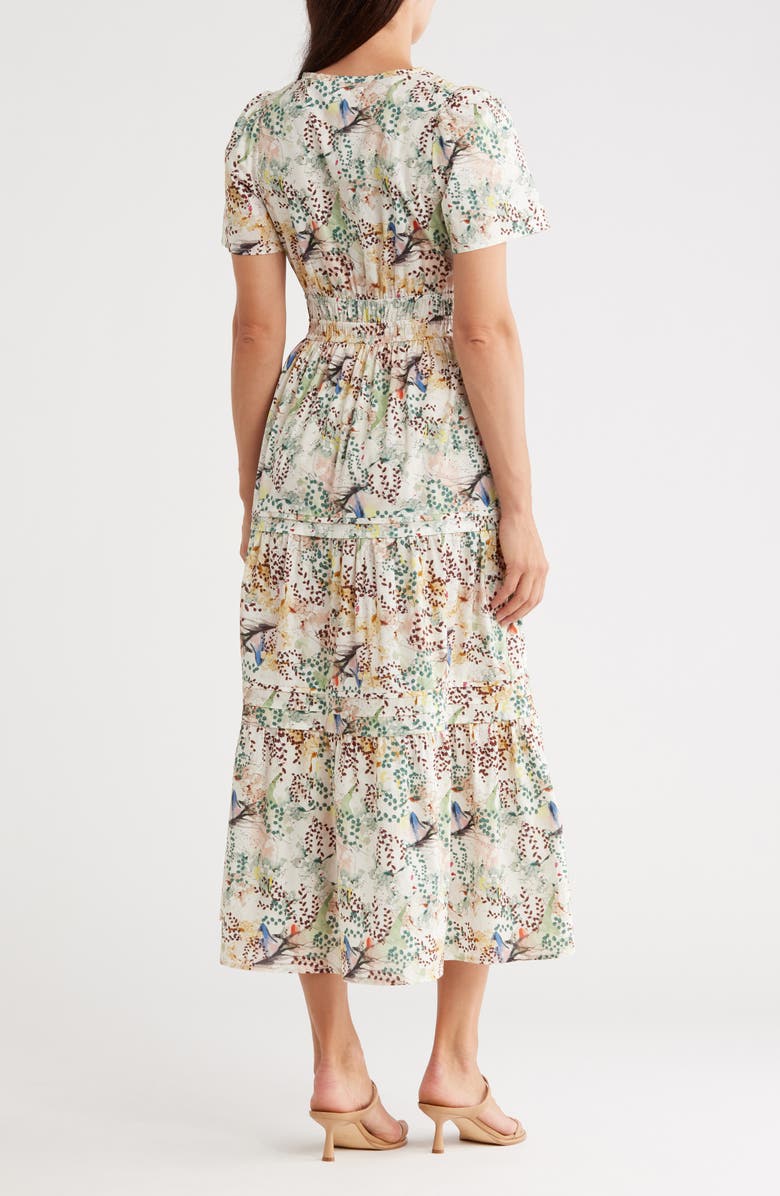 STITCHDROP Tempe Print Short Sleeve Cotton Tiered Midi Dress, Alternate, color,