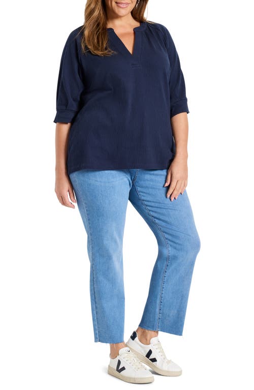 Nic + Zoe Nic+zoe Elbow Sleeve Split Neck Top