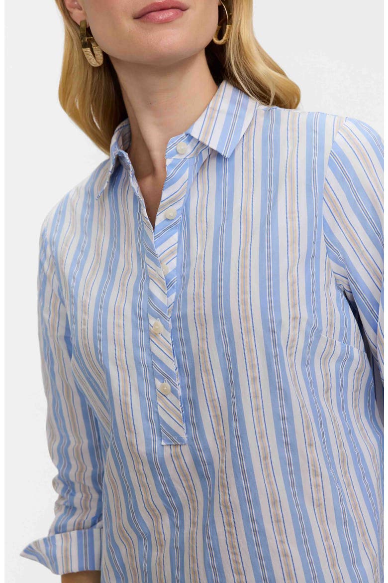 Therese Stripe Button Back Cotton Seersucker Popover Shirt, Alternate, color, BLUE/ MULTI