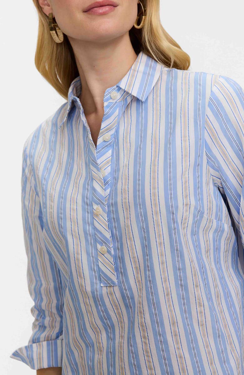 Foxcroft Therese Stripe Button Back Cotton Seersucker Popover Shirt, Alternate, color, Blue/ Multi