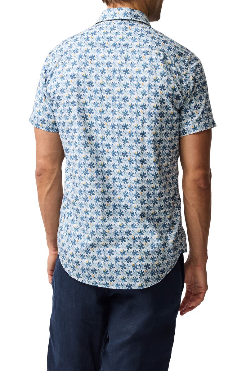 Rodd & Gunn Harvey Road Floral Short Sleeve Cotton Button-Up Shirt, Alternate, color, Cornflower