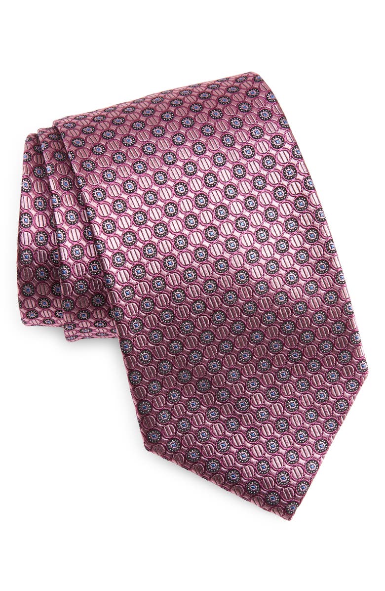 Nordstrom Neat Medallion Silk X-Long Tie, Main, color, Pink
