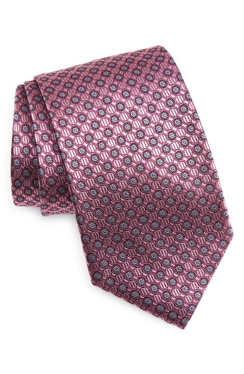Neat Medallion Silk X-Long Tie