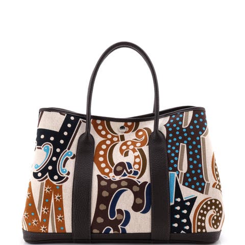 Electrique Garden Party Tote Printed Toile and Leather 36