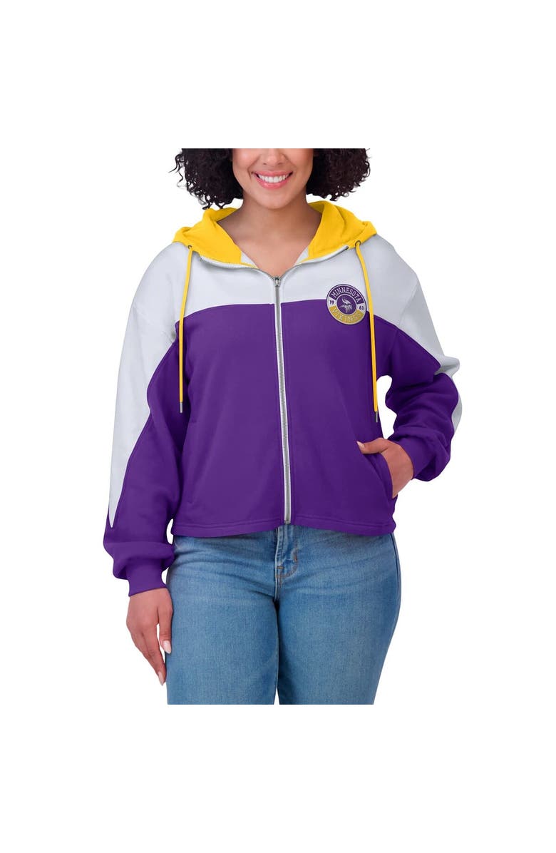 WEAR by Erin Andrews Women's WEAR by Erin Andrews Purple Minnesota Vikings Plus Size Color Block Full-Zip Hoodie, Alternate, color, Purple