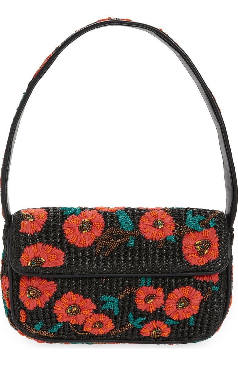 STAUD Tommy Beaded Raffia Handbag, Main, color,