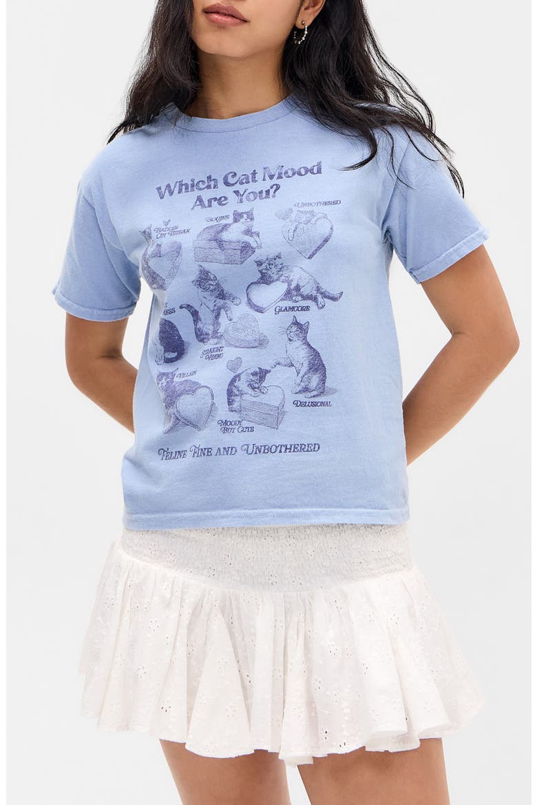 Feline Relaxed Cotton Graphic T-Shirt, Main, color, BLUE