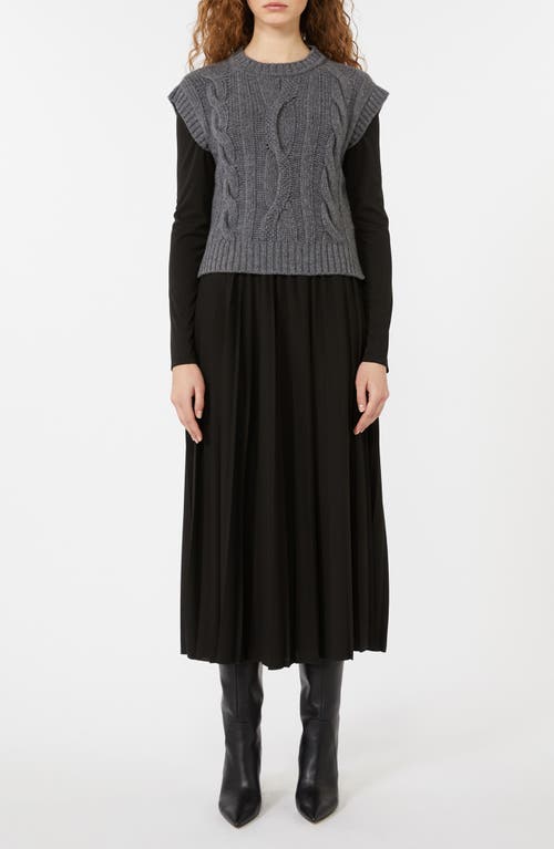 Weekend Max Mara Ebro Mixed Media Long Sleeve Sweater Maxi Dress In Gray