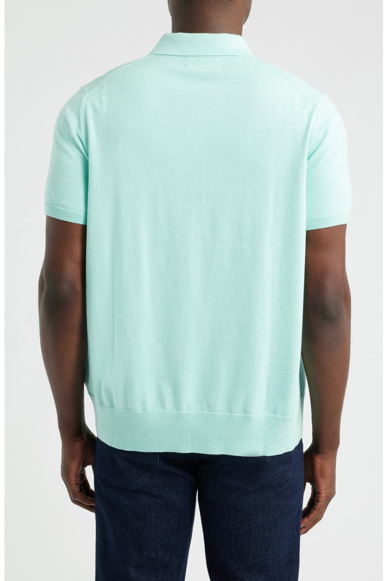 Supima® Cotton Polo Sweater, Alternate, color, AQUA HEATHER