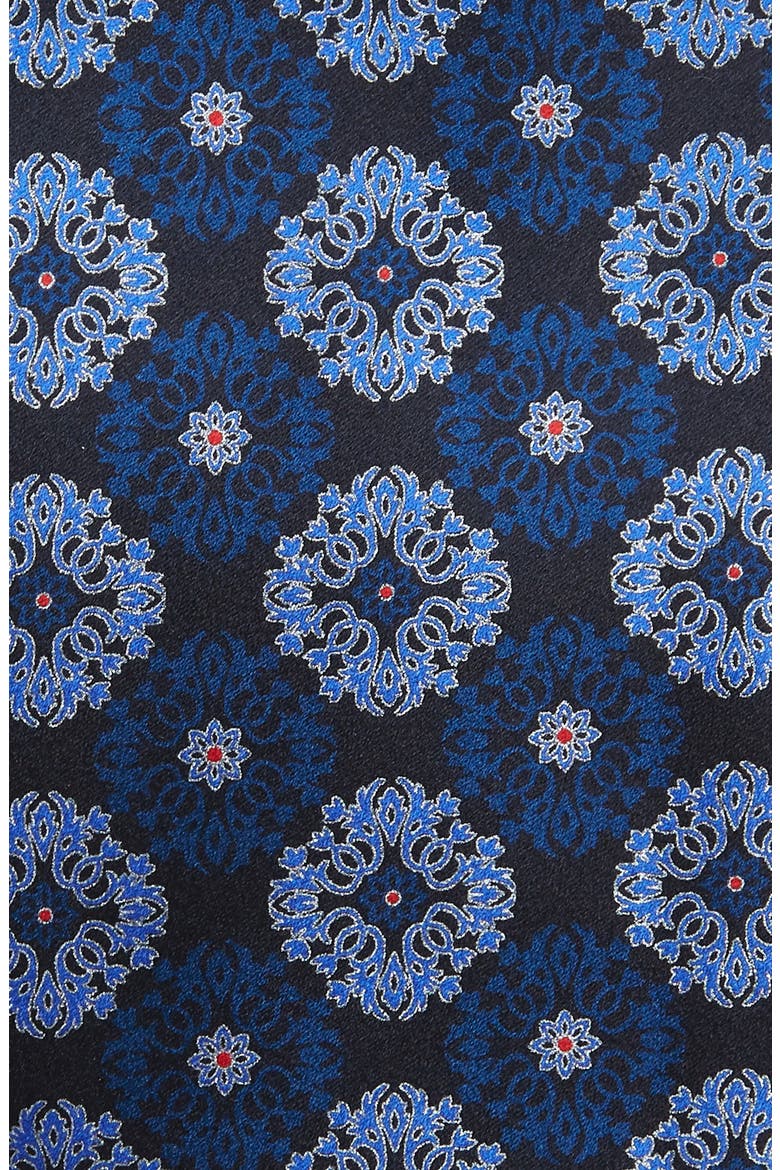 Ermenegildo Zegna Medallion Silk Tie, Alternate, color, BLUE FAN
