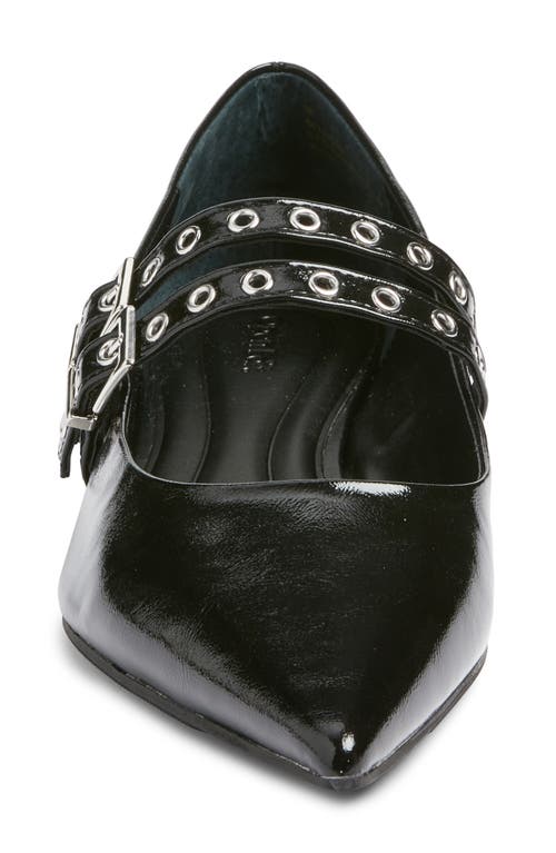 Open Edit Oriana Pointed Toe Mary Jane Flat In Black Patent