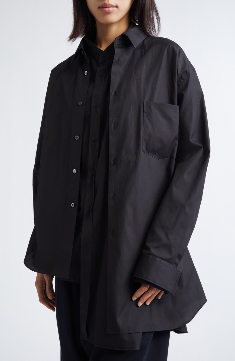 Comme des Garçons Asymmetric Cotton Broadcloth Button-Up Shirt, Alternate, color, Black