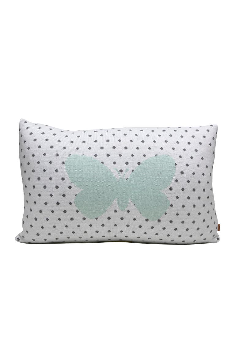 Butterfly Print Pillow, Main, color, Mint