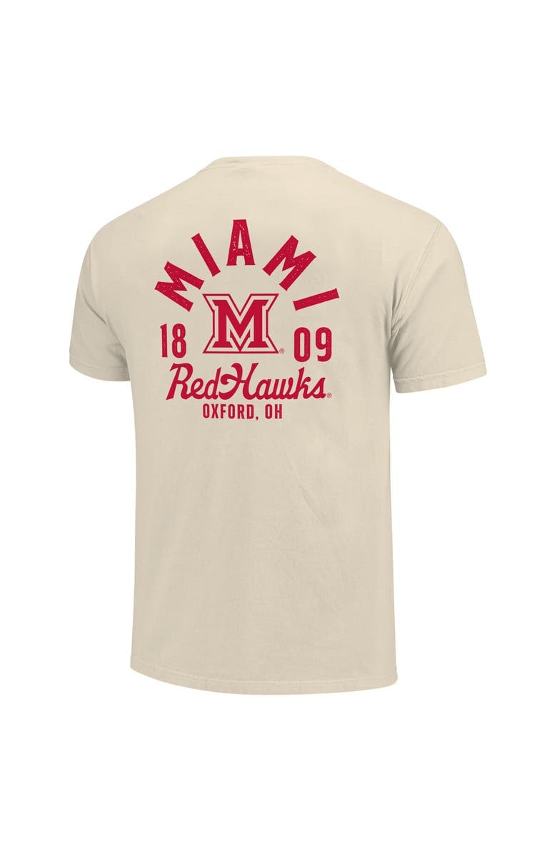 IMAGE ONE Men's Cream Miami University RedHawks Comfort Colors Mascot Overlay T-Shirt, Alternate, color, Cream