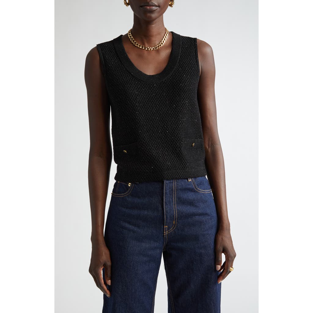 St John St. John Collection Micro Sequin Sweater Tank In Black