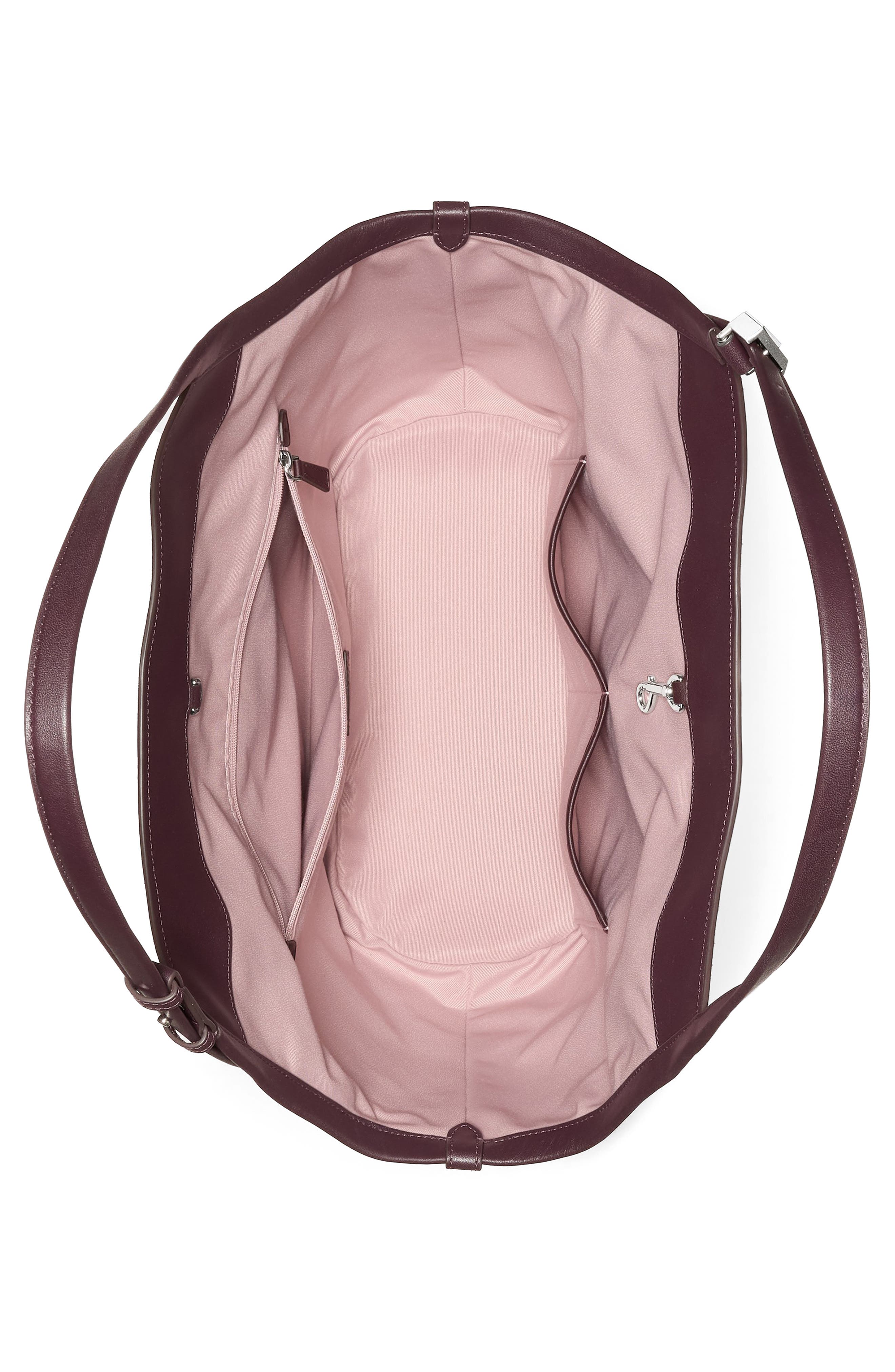 deco suede tulip tote, Alternate, color, BLACKBERRY JAM