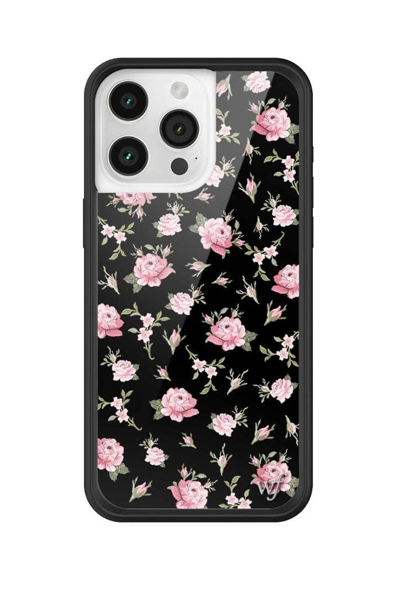 Black and Pink Floral iPhone Case, Alternate, color, Black