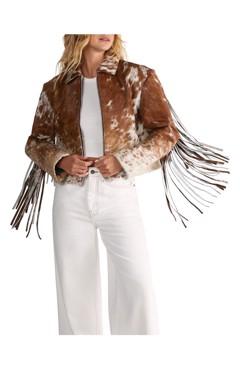 NASTY GAL Zip Through Fringe Jacket, Alternate, color, Brown