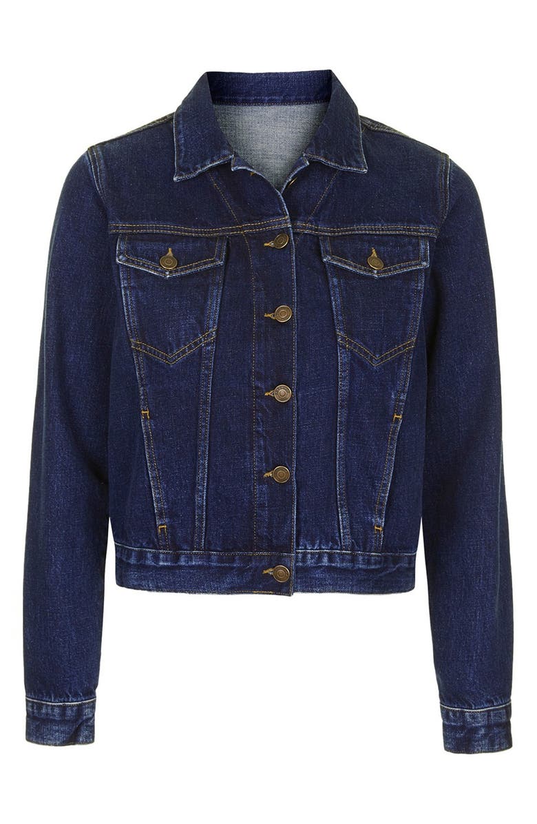 Topshop Moto 'Tilda' Western Denim Jacket, Alternate, color,