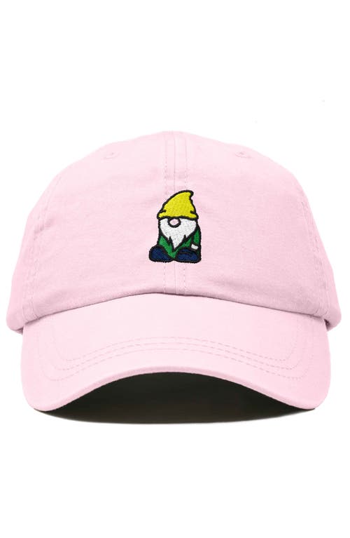 Dalix Gnome Embroidered Dad Hat In Washed Pink