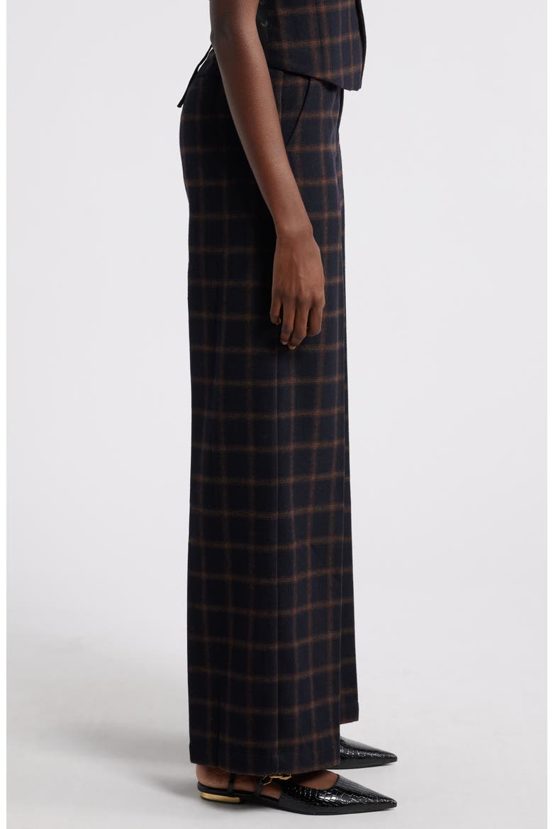 Elliot Windowpane Check Wide Leg Pants, Alternate, color, BLACK/BROWN