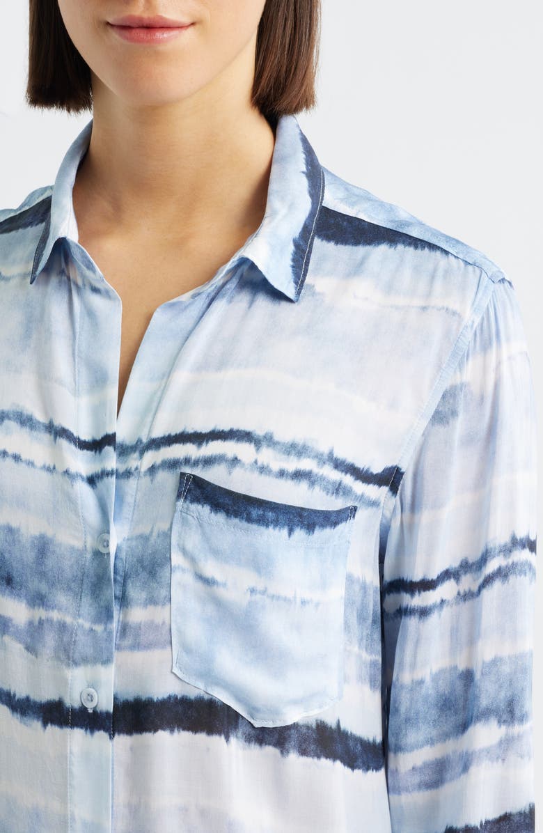 Cloth & Stone Stripe Button-Up Shirt, Alternate, color, Indigo Stripes Print