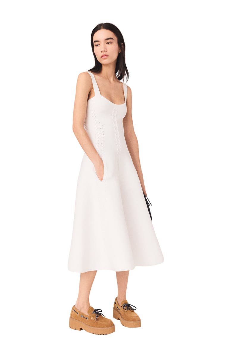 maje Knit midi dress, Alternate, color, White