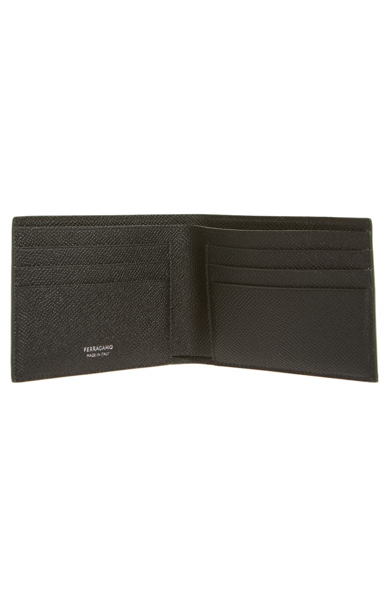 FERRAGAMO Micro Gancio Leather Bifold Wallet, Alternate, color, Moss