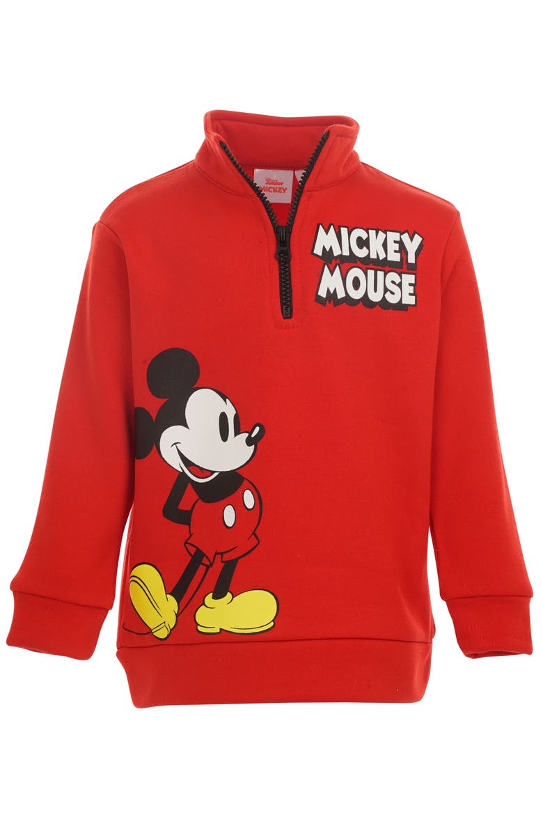 Mickey Mouse Fleece Quarter-Zip Sweatshirt and Pants Set, Alternate, color, Mickey Mouse Red