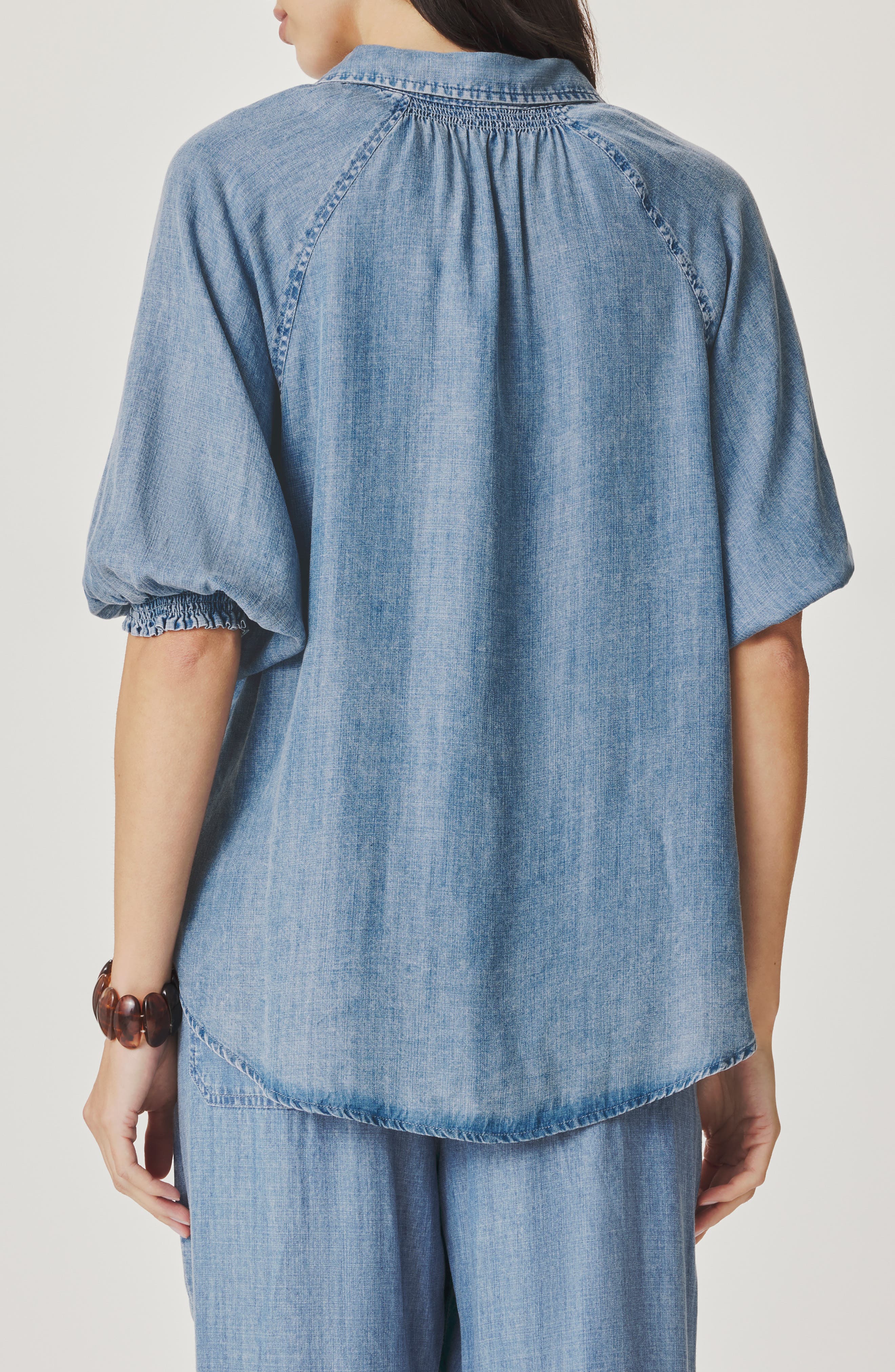 Talia Puff Sleeve Denim Shirt - image 2