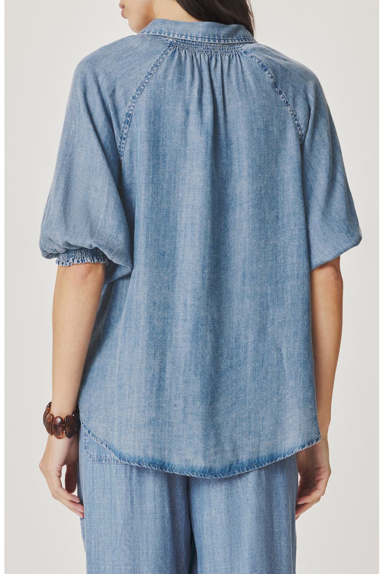 Talia Puff Sleeve Denim Shirt, Alternate, color, INDIGO BLUE