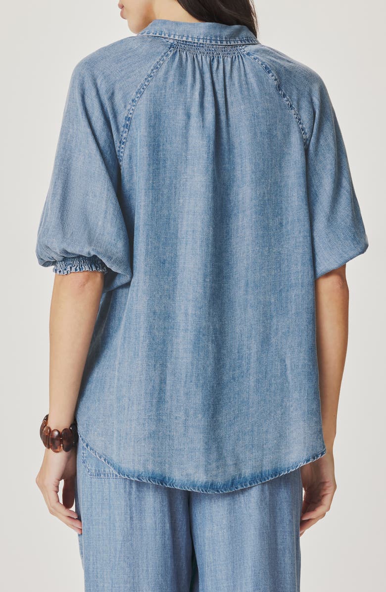 Splendid Talia Puff Sleeve Denim Shirt, Alternate, color, Indigo Blue