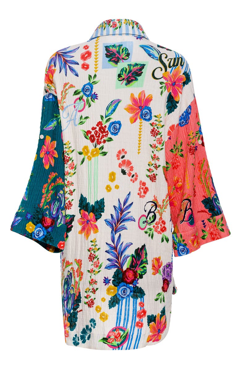 Agua Bendita Chrissy Citrus Long Sleeve Cotton Cover-Up Tunic, Alternate, color, Multicolor