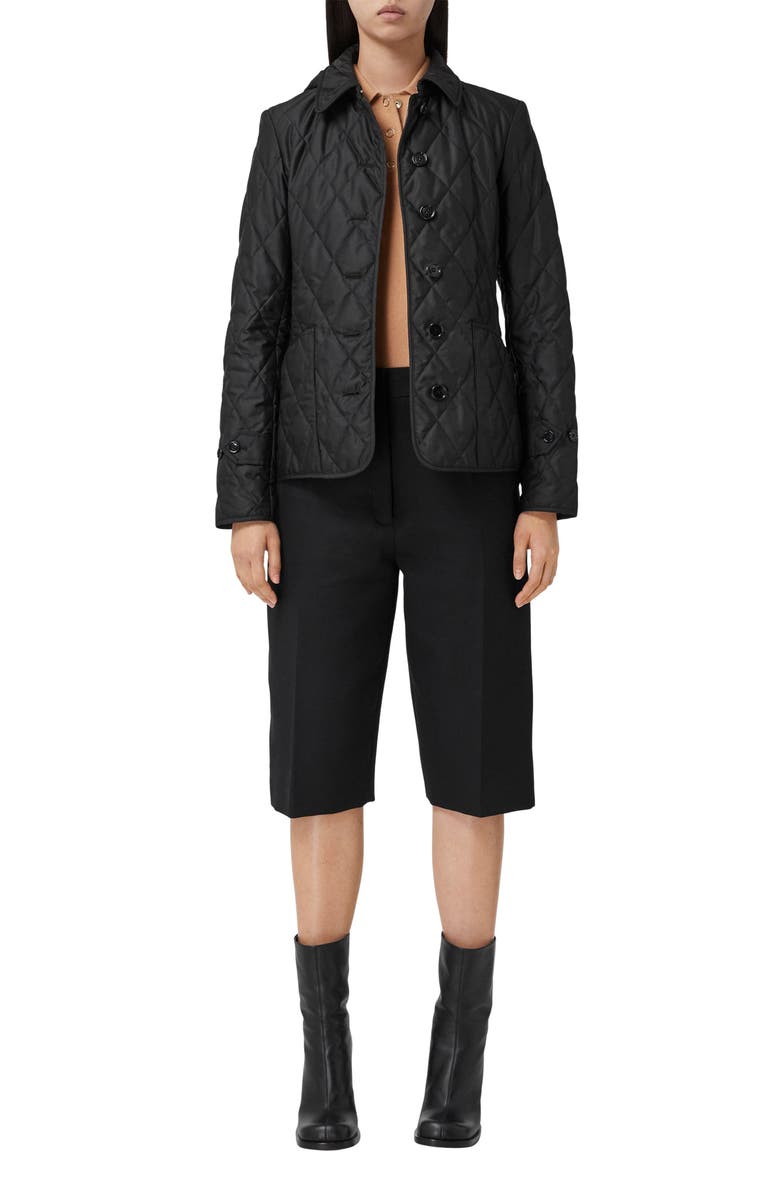 Burberry Fernleigh Thermoregulated Diamond Quilted Jacket, Alternate, color, Black