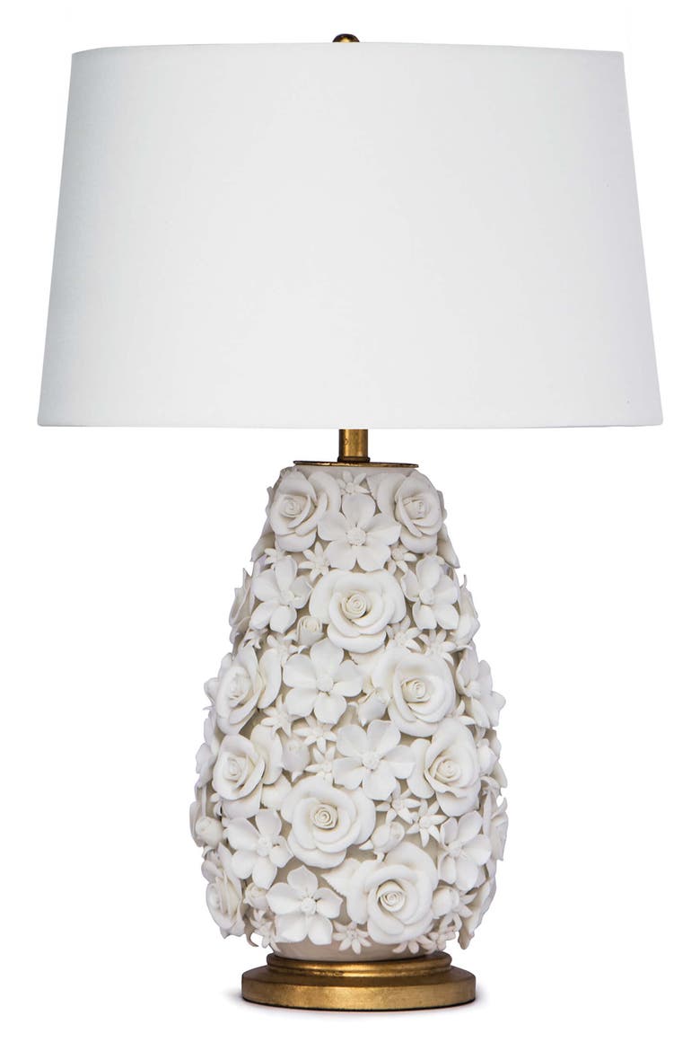 Southern Living Porcelain Flower Table Lamp, Main, color, WHITE