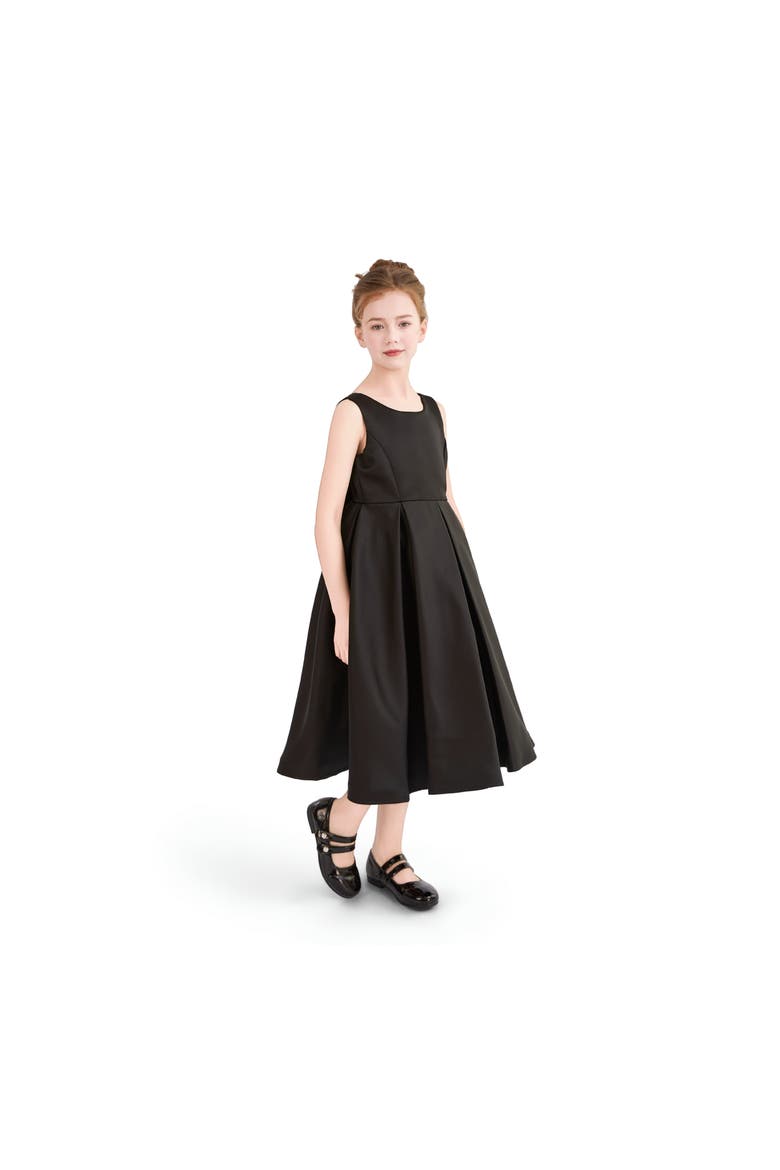 Satin Bow-Back Dress, Alternate, color, Black