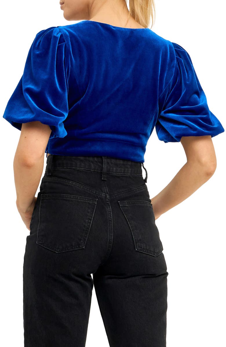 Endless Rose Puff Sleeve Velvet Crop Top, Alternate, color, Cobalt Blue