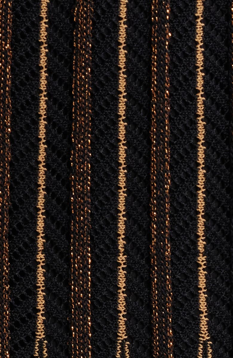 Elie Tahari The Alicia Long Sleeve Metallic Stripe Sweater Dress, Alternate, color, 