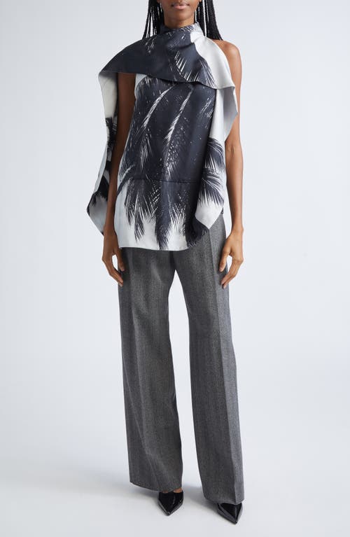 Ferragamo Trinidad Print Asymmetric Silk Twill Blouse In Multi