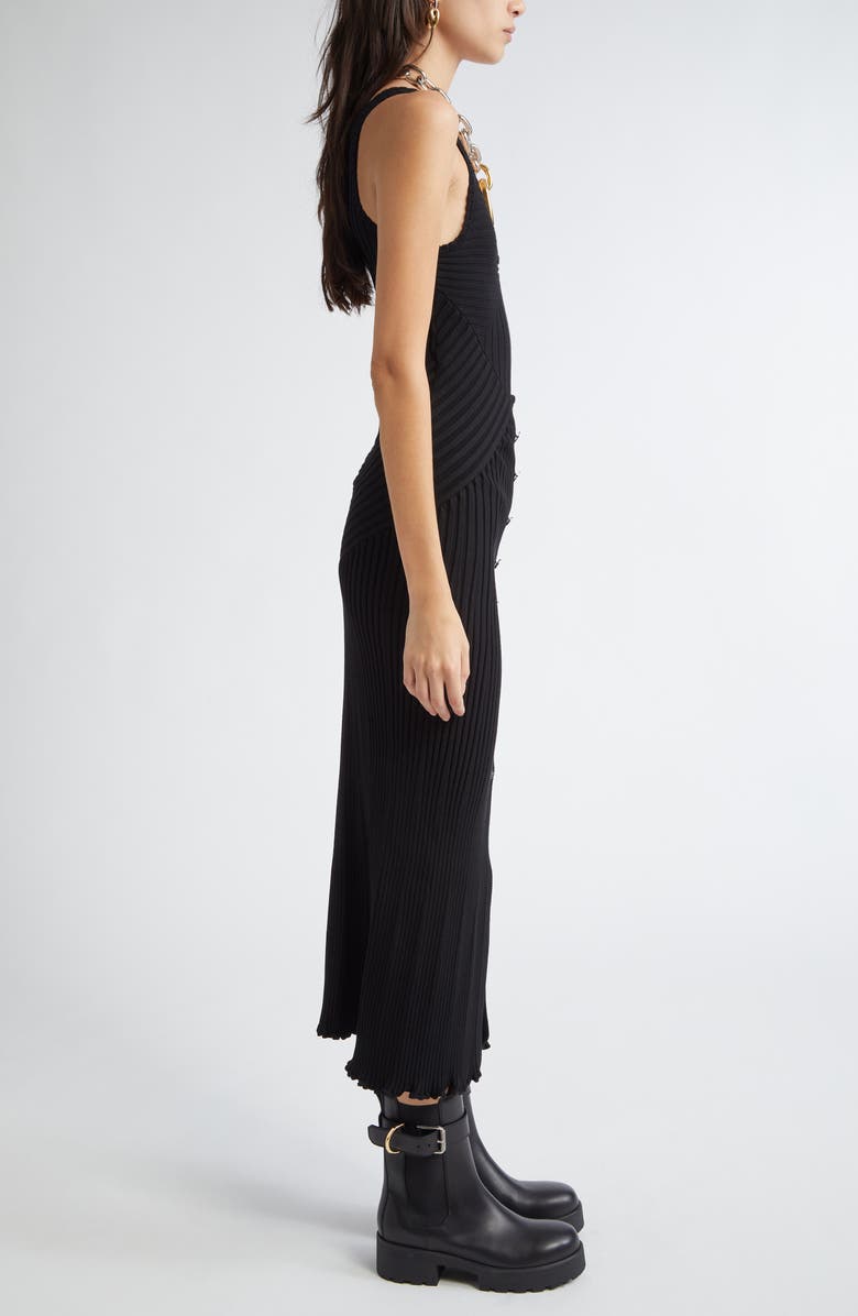 Rabanne Button Front Rib Body-Con Tank Dress, Alternate, color, 