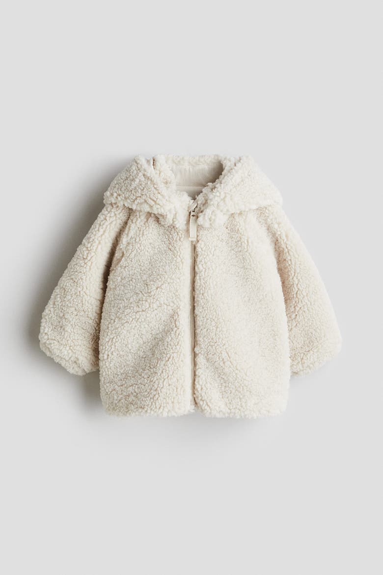 Hooded Pile Jacket, Alternate, color, Cream