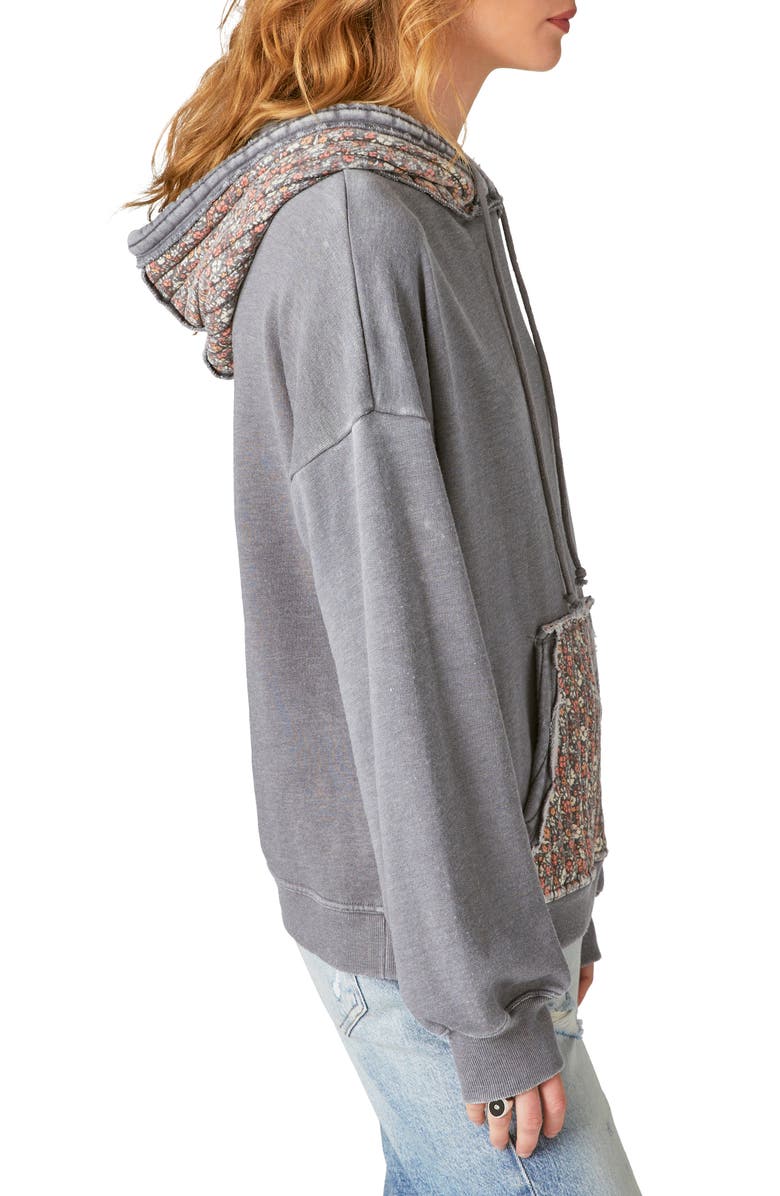 Lucky Brand Floral Quilted Patchwork Fleece Hoodie, Alternate, color, 