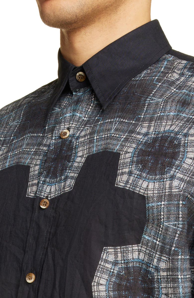 Acne Studios Kaleidoscope Print Short Sleeve Button-Up Shirt, Alternate, color,