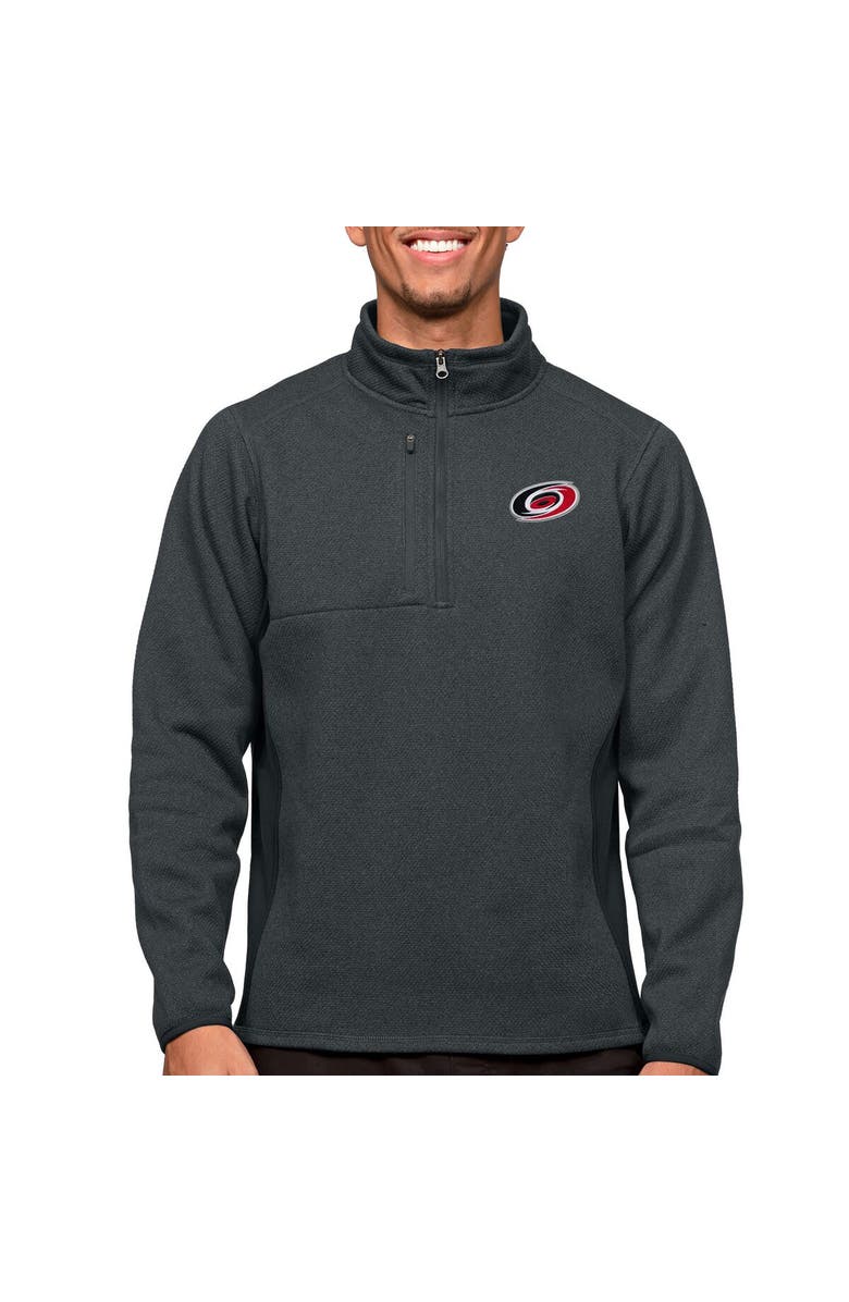 ANTIGUA Men's Antigua Heather Charcoal Carolina Hurricanes Course Quarter-Zip Pullover Top, Alternate, color, 