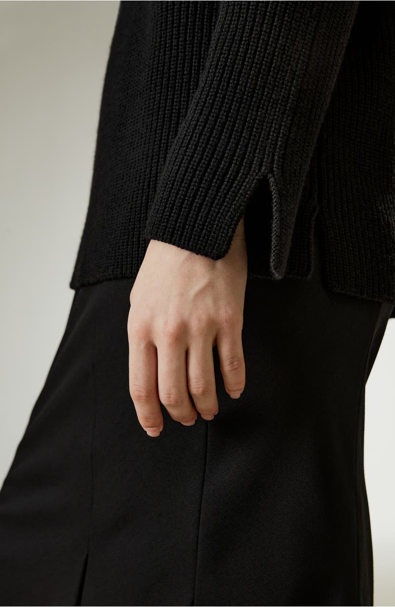 Lilysilk Merino Wool Ribbed Slit Cuff Sweater, Alternate, color, 