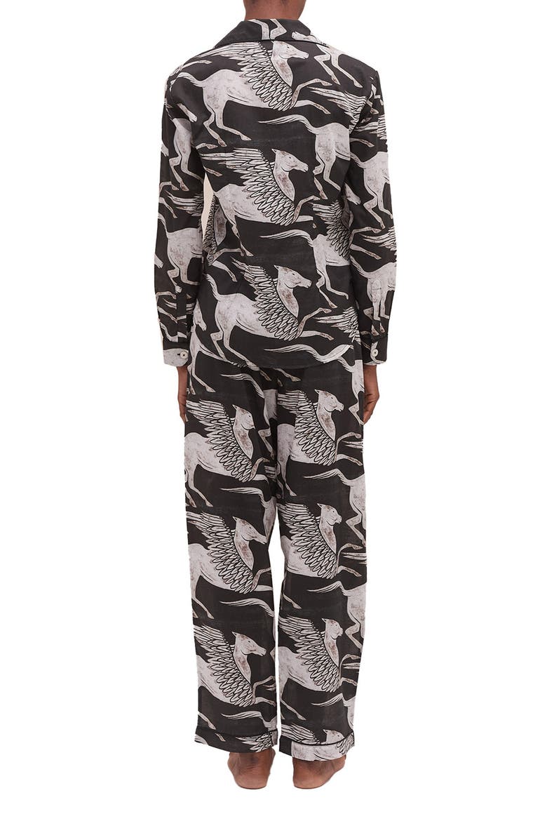 Long Sleeve Cotton Pajamas, Alternate, color, BLACK/WHITE